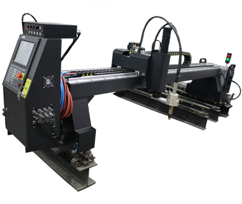 Máquina de corte preta da chama do plasma do CNC do pórtico para a folha de metal